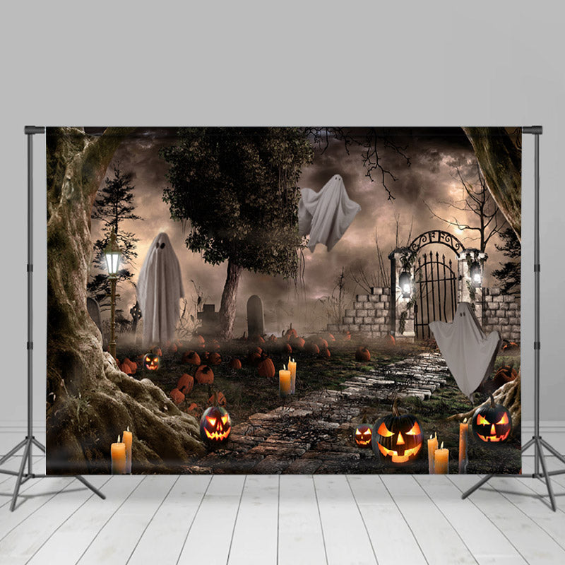 Lofaris Scary Horrible Tomb Ghost Pumpkin Halloween Backdrop