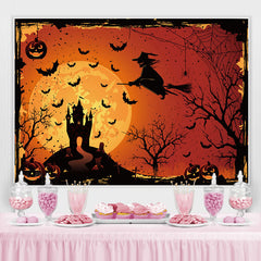 Lofaris Scary Night Pumpkins And Witches Halloween Backdrop