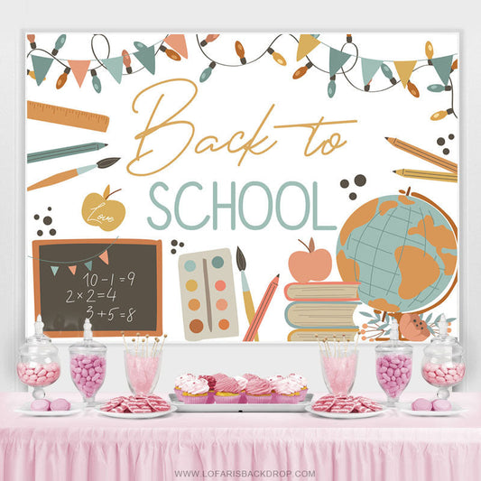 Lofaris School Little Pattern And Flags Back To Backdrop