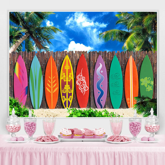 Lofaris Seaside Palm Tree Surfboard Photo Photoshoot backdrop