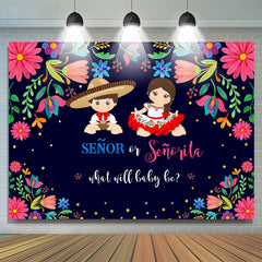 Lofaris Senor Or Senorita And Floral Baby Shower Backdrop
