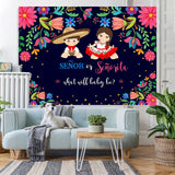 Load image into Gallery viewer, Lofaris Senor Or Senorita And Floral Baby Shower Backdrop