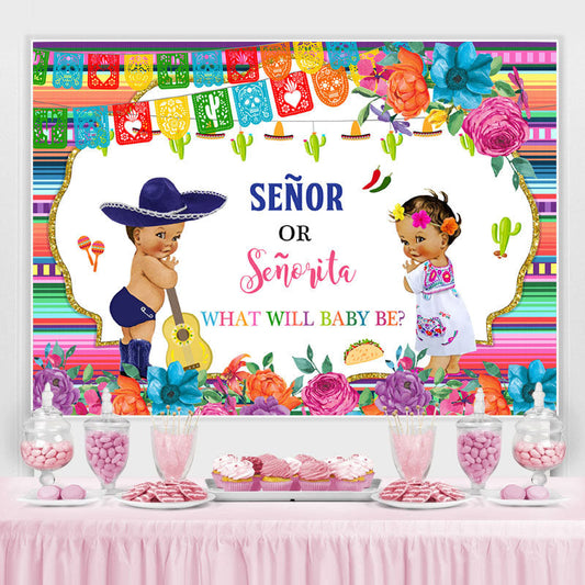 Lofaris Senor and Senorita Cute Backdrop for Baby Shower