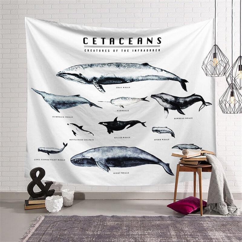 Lofaris Shark Whale Pattern Still Life Family Wall Tapestry