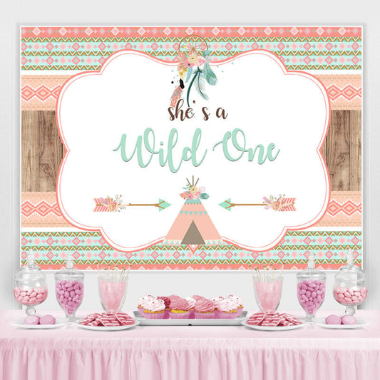 Lofaris She Is A Wild one Boho 1st Birthday Backdrop for Girl
