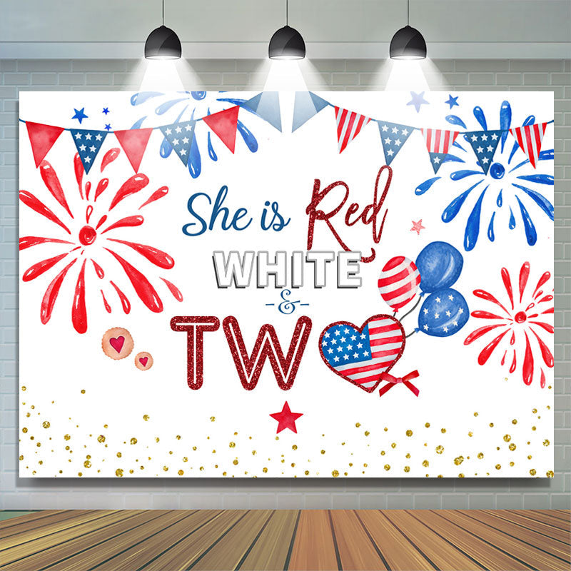 Lofaris She Is Red White 2nd Happy Independence Birthday Backdrop