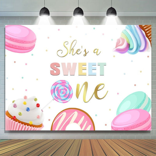 Lofaris Shes A Sweet One Ice Cream Lollipop Backdrop for 1st Birthday