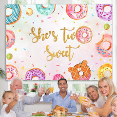 Lofaris Shes Two Sweet Color Donuts Birthday Backdrop for Girls