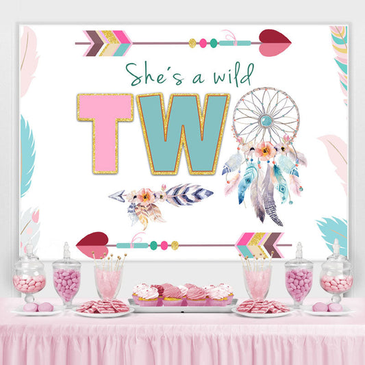 Lofaris She’S Wild Two With Dreamcatcher Birthday Backdrop