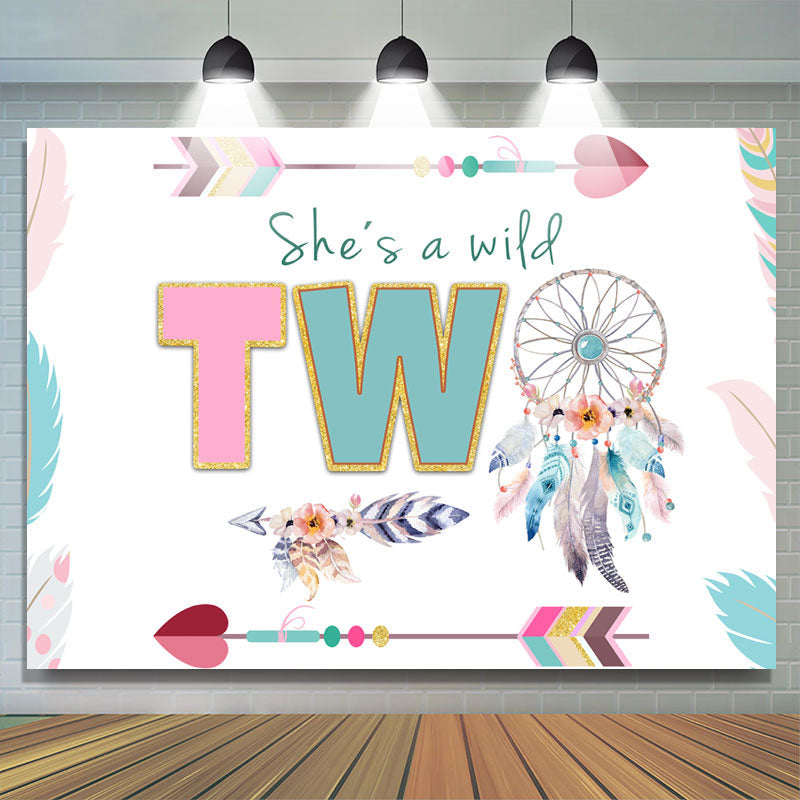 Lofaris She’S Wild Two With Dreamcatcher Birthday Backdrop