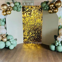 Lofaris Mirror Black Shimmer Wall Panels | Wedding Event Party Decorations | Winter Wonderland Backdrop | Winter Photo Backdrop | Snowy Backdrop