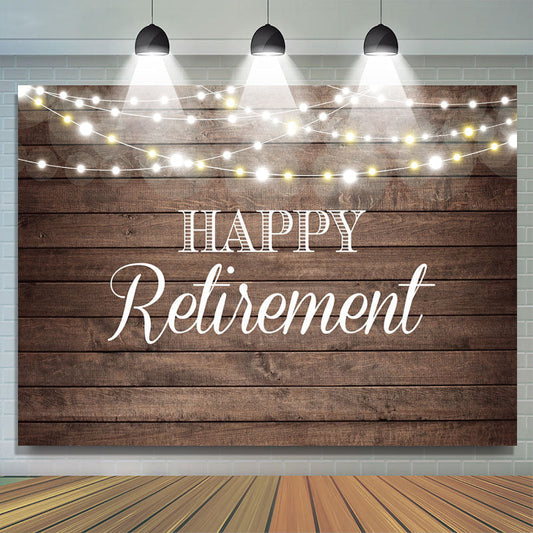 Lofaris Shinning Lights and Wooden Happy Retirement Backdrop