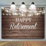 Load image into Gallery viewer, Lofaris Shinning Lights and Wooden Happy Retirement Backdrop