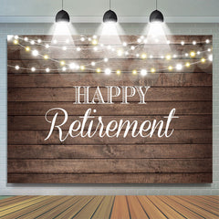 Lofaris Shinning Lights and Wooden Happy Retirement Backdrop