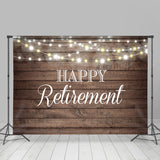 Load image into Gallery viewer, Lofaris Shinning Lights and Wooden Happy Retirement Backdrop