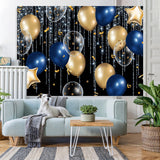 Load image into Gallery viewer, Lofaris Shiny Blue Lines With Balloons Celebration Backdrop