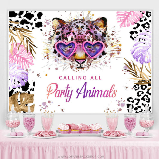 Lofaris Shiny Calling All Party Animals Happy Birthday Backdrop