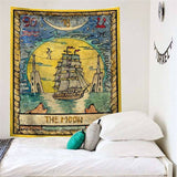 Load image into Gallery viewer, Lofaris Ship And Yellow Moon Fairytale Lake Novelty Wall Tapestry