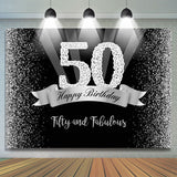 Load image into Gallery viewer, Lofaris Silver And Black Glitter Happy 50Th Birthday Backdrop