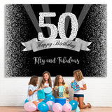 Load image into Gallery viewer, Lofaris Silver And Black Glitter Happy 50Th Birthday Backdrop