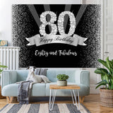 Load image into Gallery viewer, Lofaris Silver And Black Glitter Happy 80Th Birthday Backdrop