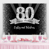 Load image into Gallery viewer, Lofaris Silver And Black Glitter Happy 80Th Birthday Backdrop