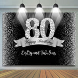 Load image into Gallery viewer, Lofaris Silver And Black Glitter Happy 80Th Birthday Backdrop