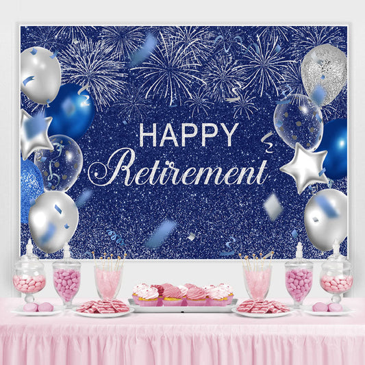 Lofaris Silver And Blue Balloon Glitter Happy Birthday Backdrop