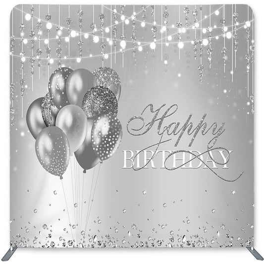 Lofaris Silver Balloon Lights Double-Sided Backdrop for Birthday
