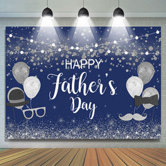 Lofaris Silver Blue Glitter Balloon Happy Fathers Day Backdrop
