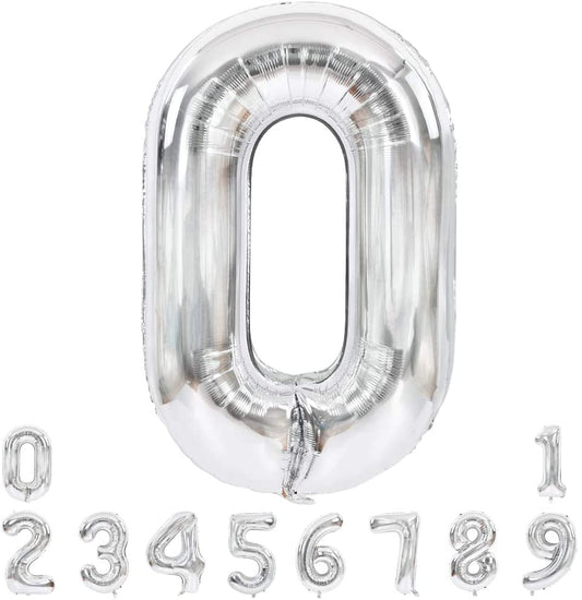 Lofaris Silver Large Giant Foil Mylar 40 Inch Number Balloons for Party