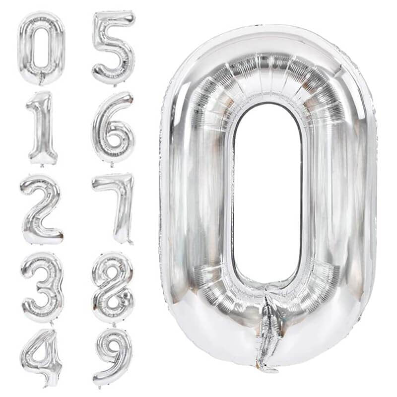 Lofaris Silver Large Giant Foil Mylar 40 Inch Number Balloons for Party