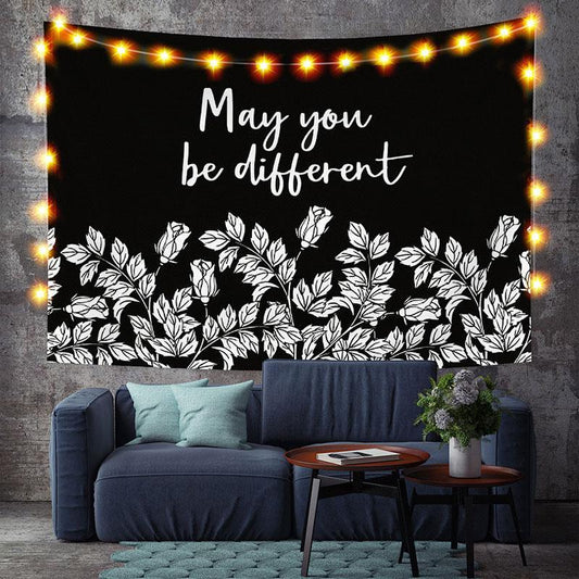 Lofaris Simple Black And White Family Floral Custom Tapestry