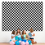 Load image into Gallery viewer, Lofaris Simple Black White Plaid Birthday Backdrop for Party