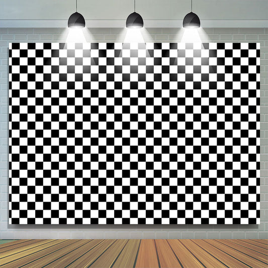 Lofaris Simple Black White Plaid Birthday Backdrop for Party