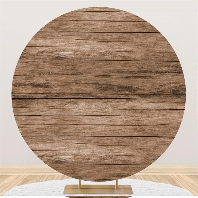 Lofaris Simple Brown Custom Circle Wood Baby Shower Backdrop