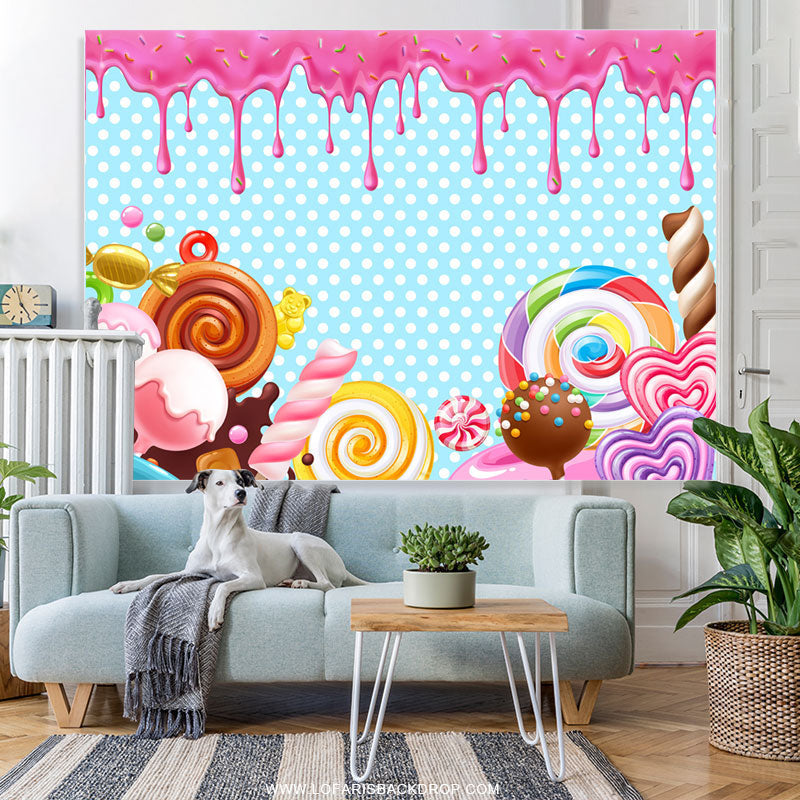 Lofaris Simple Candy Land Happy Birthday Backdrop For Girl