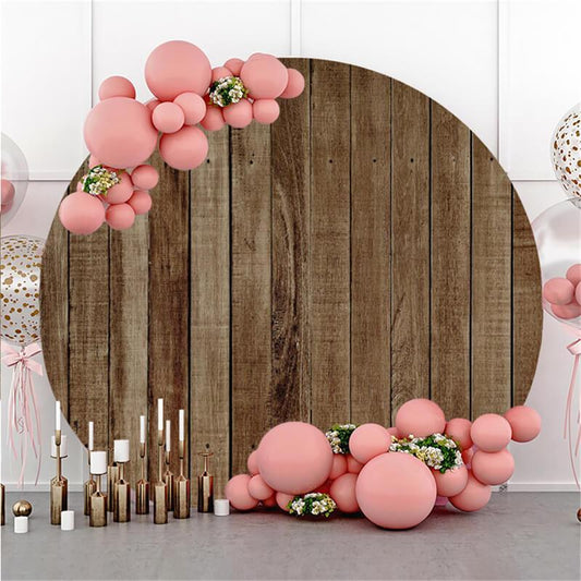 Lofaris Simple Circle Brown Wooden Backdrop For Decoration