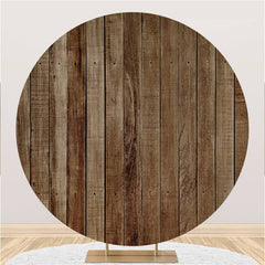 Lofaris Simple Circle Brown Wooden Backdrop For Decoration