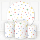 Load image into Gallery viewer, Lofaris Simple Colorful Dots Happy Holiday Round Backdrop Kit