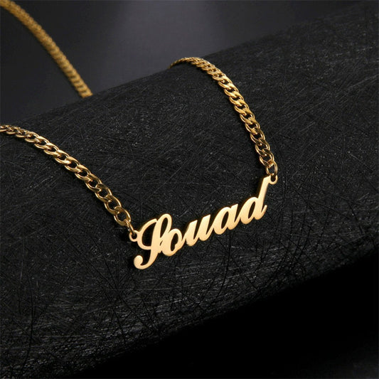 Lofaris Simple Custom 18k Gold Plated Cuban Chain Name Necklace