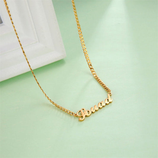 Lofaris Simple Custom 18k Gold Plated Cuban Chain Name Necklace