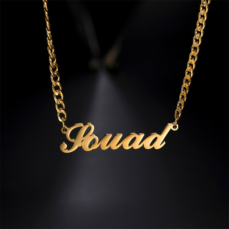 Lofaris Simple Custom 18k Gold Plated Cuban Chain Name Necklace
