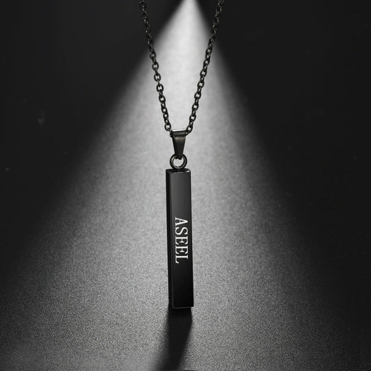 Lofaris Simple Custom Rectangle 18k Gold Plated Name Necklace