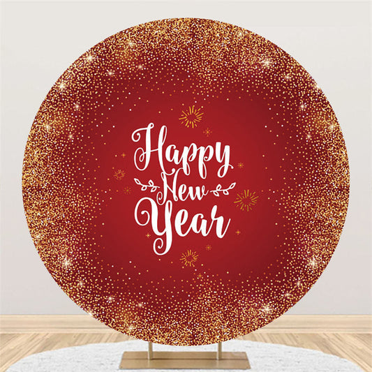 Lofaris Simple Dots Round Happy New Year Holiday Backdrop