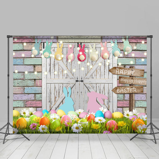 Lofaris Simple Eggs With Bunny Holiday Easter Backdrop