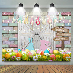 Lofaris Simple Eggs With Bunny Holiday Easter Backdrop