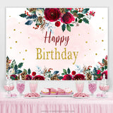 Load image into Gallery viewer, Lofaris Simple Floral Winter Theme Happy Birthday Backdrop