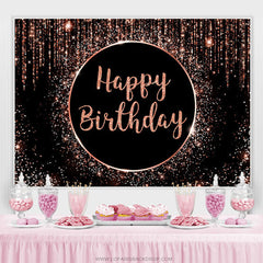 Lofaris Simple Glitter Pink And Black Happy Birthday Backdrop