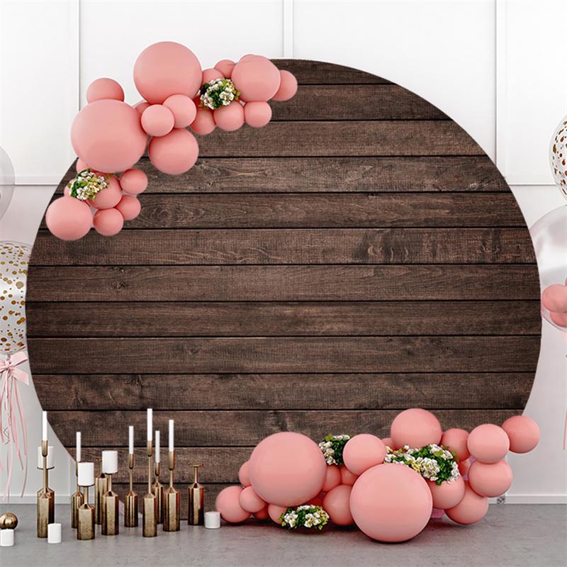 Lofaris Simple Grown Wood Baby Shower Round Backdrop For Boy